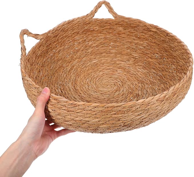 Kisangel Handwoven Cat Bed Cozy Round Pet Nest for Indoor Use Natural Material Cat Sleeping Nest for Kittens and Small Dogs Stylish Aesthetic Design for Comfort and Security