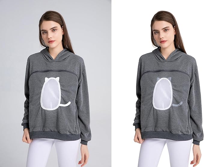 ALYC Pet Carrier Hoodie Cat Dog Pouch Holder Sweatshirt Large Pocket Pullover Shirt with Cat Ear for Women