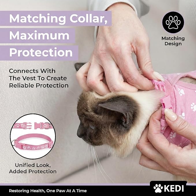 Kitten Recovery Suit Female, Kitten Onesie After Spay, Cat Surgery Suit Female After Surgery, Cone alternatives for Cats (Pink, Small)