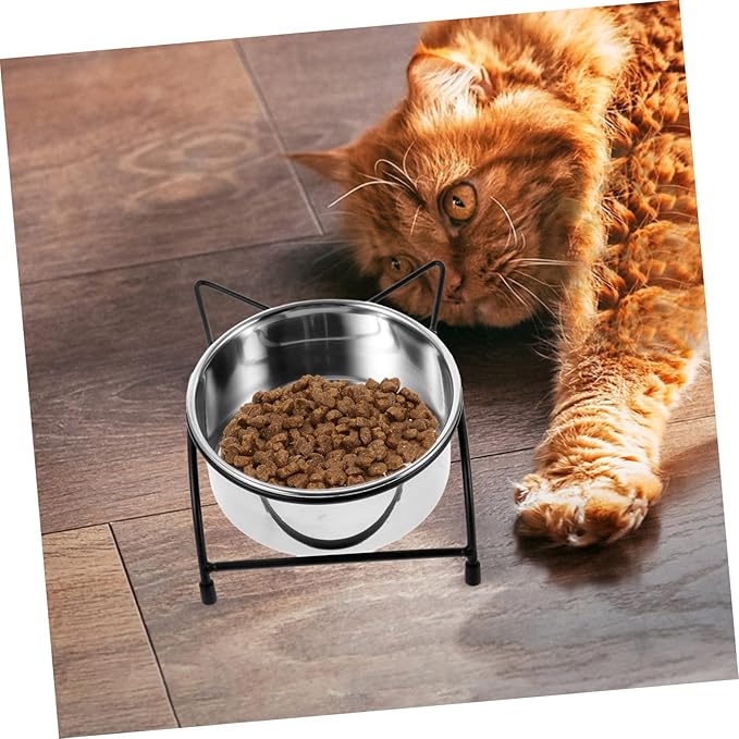 Elevated Double Bowl Cat Feeder Ergonomic Stainless Steel PET Feeding Bowls Non-Slip Design for Cats and Small Dogs for Healthy Feeding
