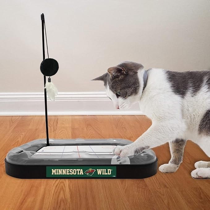 Pets FIrst Cat Scratching Toy NHL Minnesota Wild Hockey Field Cat Scratcher Tiy with Interactive Cat Ball Bell in Tracks. 5-in-1 CAT Toy