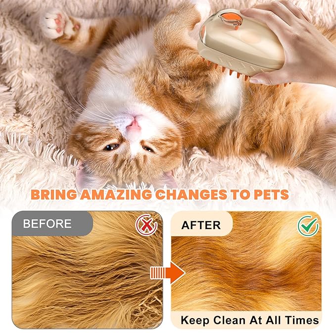 Cat Steam Brush for Shedding, 4 in 1 Pet Steam Brush for Dog Rechargeable Cat Steamy Brushs Cleanser Steaming Dog Brush for Shedding Massaging Grooming