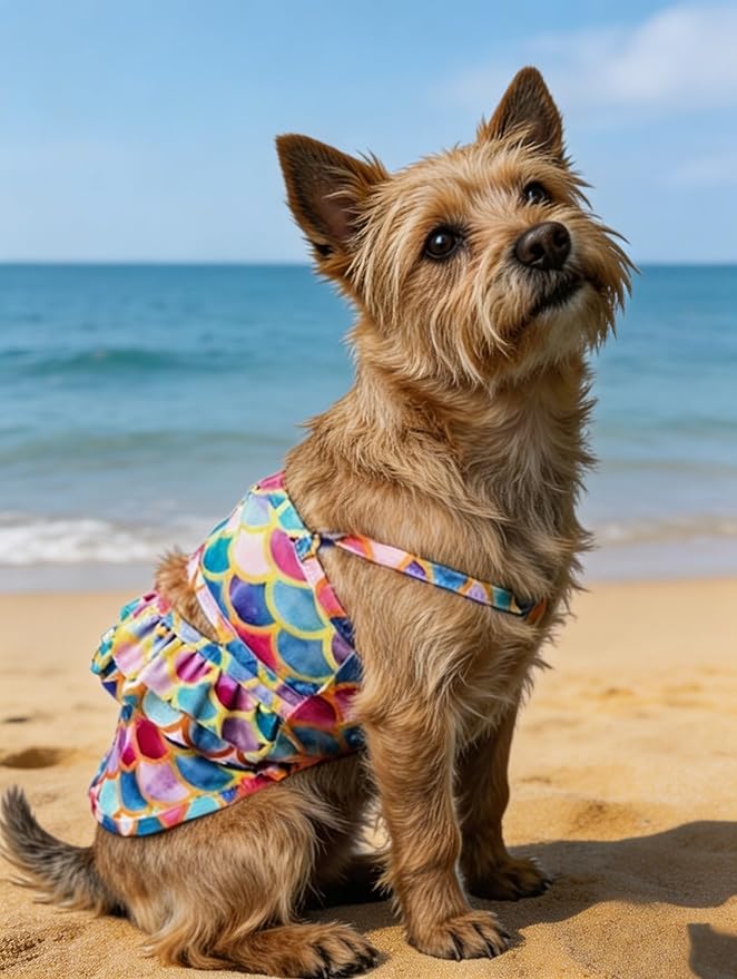 Funny Dog Swimwear Bikini Summer Dog Clothes Beach Swimsuit Puppy Bathing Suit Puppy Vest Cooling Pet Shirt for Small Dogs, Cat Apparel (Mermaid, Large)