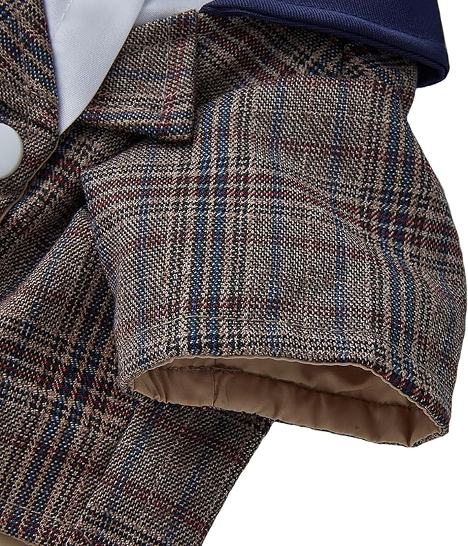 GabeFish Pets Wedding Jackets Suit for Dogs with Bow Tie Puppy Cat Formal Clothes Shirt Tuxedo (Brown, L (Chest 17.3in/44cm))