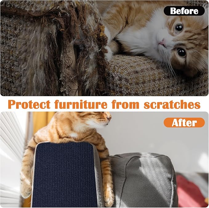 Cat Scratch Furniture Protector - 100" x 17" Trimmable Self-Adhesive Cats Claws Scratch Pads, DIY Cat Climbing Couch Protector for Scratch Post Cat Tree Replacement Indoor (Dark Blue)