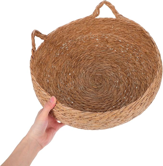 ORFOFE Small Pet Bed Woven Cat Nest with Straw Material Round Handwoven Cat Basket Bed for Indoor Use and Small Dogs Breathable