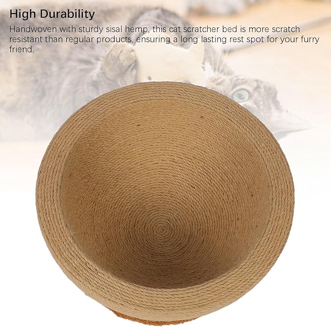 Zerodis Cat Scratcher, Sisal Hemp Cat Scratching Board Circular Concave Design Bed Hammock Bowl Shape 2 in 1 Pet Scratching Post Furniture Protector for Couch 14.2x15.2x7.9in (Balanced Style (Round