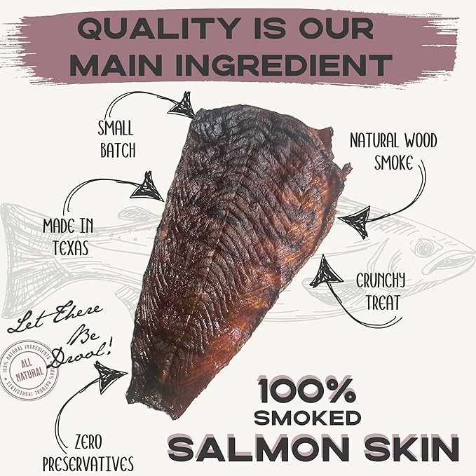 JACK'S PREMIUM Fish Skin Dog Treats - Crispy Salmon Treats for Dogs - All-Natural Salmon - Healthy - Puppy - Cats