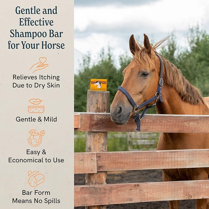 J.R.LIGGETT'S Botanical Horse Shampoo Bar for Sensitive Skin - 100% Detergent Free, Non-GMO & Biodegradable - Deep-Cleansing, Hypoallergenic Formula for Healthy Skin, Mane & Tail - 3.5 oz Bar
