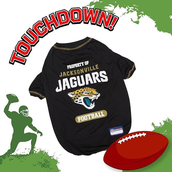 NFL Jacksonville Jaguars Dog T-Shirt for Pets, Size X-Small. Officially Licensed Pet Shirt with Team Logo, Soft Stretchable -Comfort Fit Apparel for Dogs & Cats