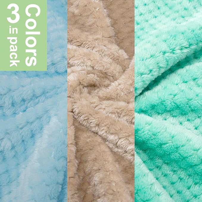 POMIU Dog Sweater, Dog Sweaters for Small Medium Dogs or Cat, Warm Soft Flannel Pet Clothes for Dogs Girl or Boy, Dog Shirt Coat Jacket (Ice Blue+Light Coffee+Teal, XX-Large)