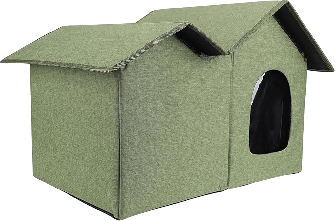 AYNEFY Cat Beds Furniture Outdoor Cat Cave Spacious Peaked Design Enclosed Hideaway with Portable Folding Design for Year Round Comfort Foldable House for Indoor Cats (OD Green)