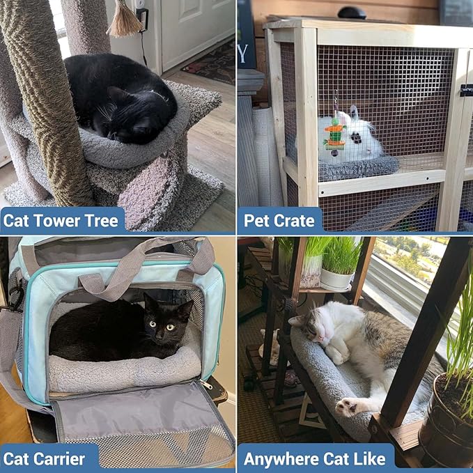 Small Cat Bed Mat, 22" x 16" Plush Cushion with Surrounding Pillow for Small to Meidum Dogs Cats Sleeping, Indoor Pet Beds Furniture Carrier Crate Anti Skid Pad, Washable, Medium