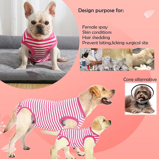 Dog Recovery Suit Post Surgery Shirt,Large Female Spay Wound Protective Suit,Pink 3XL