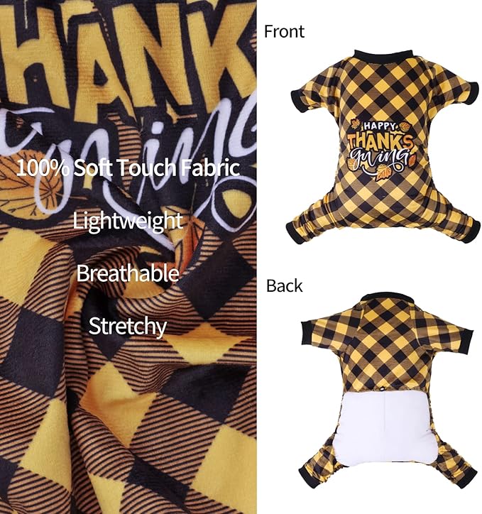 CuteBone Thanksgiving Dog Pajamas Costumes Pet Clothes Cat Apparel Shirt Winter Holiday Cute Pjs Outfits for Doggie Onesies P261XS X-Small