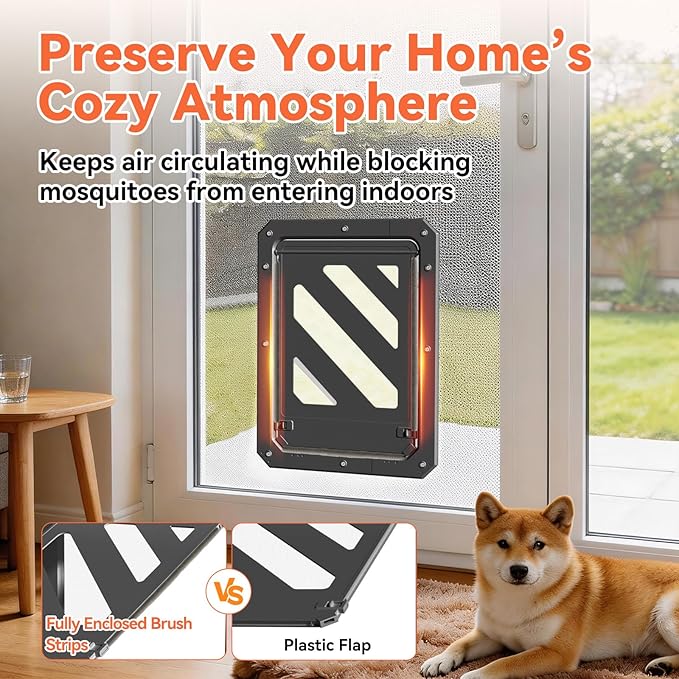 LIBBEPET Dog Door for Screen Door, 2-Way Lock Dog Screen Door with Magnetic Closure, Reinforced ABS Frame Pet Screen Door for Dogs Up to 50 lbs, Inner Passage 10 x 13 Inches, Black