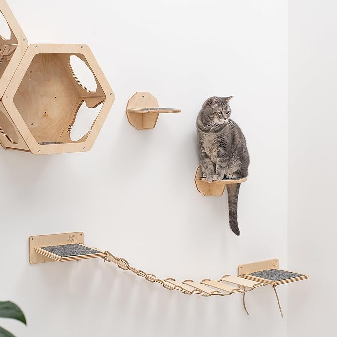 Wood Cat Bridge Cat Steps Cat Bed Wall Cat Toy Rustic Cat Tree Wall Decor Cat Lover Gift New Home Gift Cat Furniture Wall (Oak, 3 steps)