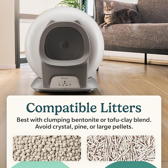Petcove Automatic Self Cleaning Litter Box for Multiple Cats - PurrTek with Smart App (5GHz Wi-Fi), Triple Odor Control, Quiet Operation & Advanced Safety Sensors