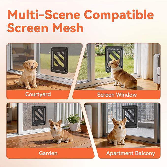 LIBBEPET Dog Door for Screen Door, 2-Way Lock Dog Screen Door with Magnetic Closure, Reinforced ABS Frame Pet Screen Door for Dogs Up to 50 lbs, Inner Passage 10 x 13 Inches, Black