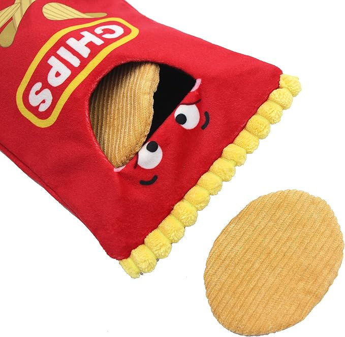 Jumpaws 4 Pack Burrow Catnip Cat Toys Potato Chips Set, Accessories for Indoor Cat, Catnip Plush Toy Set, Burrow Cat Toy