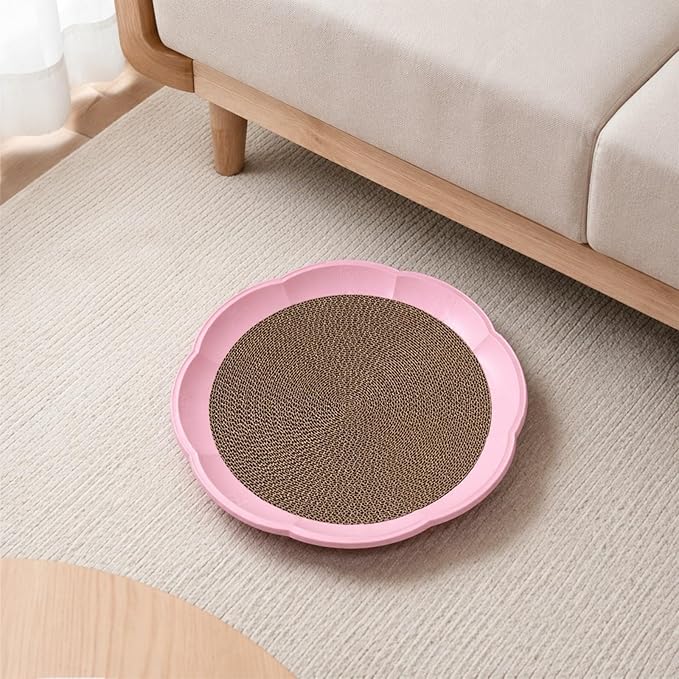 Gralara Round Cat Scratcher Sleeping Bed Lounge Furniture Protector Indoor Play Replacement Pad Circle Scratcher Pad for Indoor Cats, Pink