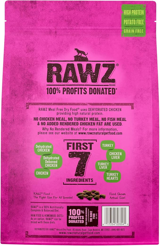 Rawz Dehydrated Chicken, Turkey & Chicken Recipe Natural Meal Free Dry Cat Food (7.8 Pound, Chicken & Turkey)
