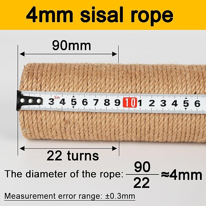 7.4cm 2.91in Diameter Cat Tree Scratching Post Replacement Jute Pole Parts for Cat Tower (9.84in/25cm, M10*2poles)