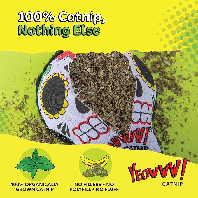 Yeowww! Catnip La CAT-rina Toy for Cats - Día de Los Muertos Design - Made in the USA - Stuffed with Organically Grown Catnip