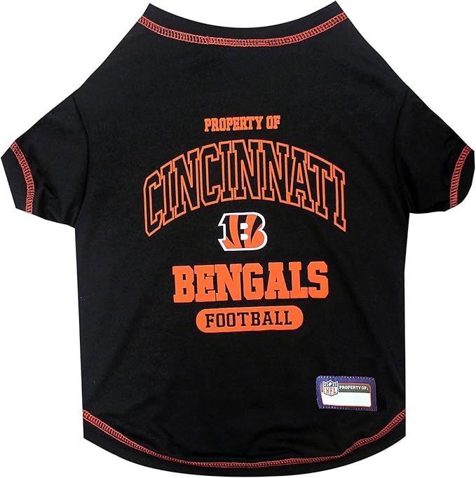 NFL Cincinnati Bengals Dog T-Shirt for Pets, Size Large. Officially Licensed Pet Shirt with Team Logo, Soft Stretchable Comfort Fit Apparel for Dogs & Cats