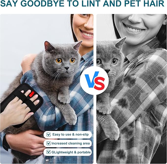 Pet Hair Removal Glove for Cats & Dogs, 2025 Newly Upgraded Five-Finger Electrostatic Pet Hair Gloves, Reusable Pet Hair Remover Tool for Couch, Clothing, Car Seat,Carpet