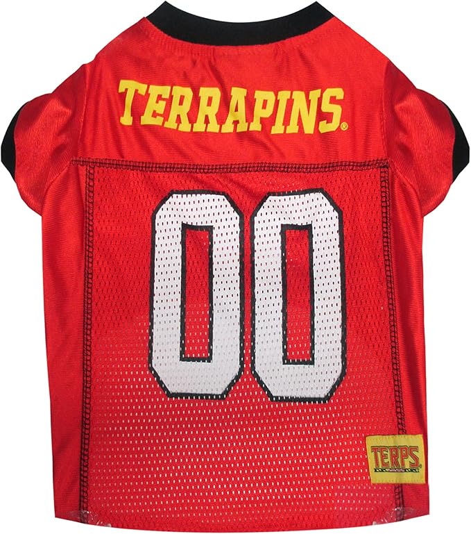 Pets First NCAA College Maryland Terrapins Mesh Jersey for DOGS & CATS, Large. Licensed Dog Jersey with your Favorite Football/Basketball College Team