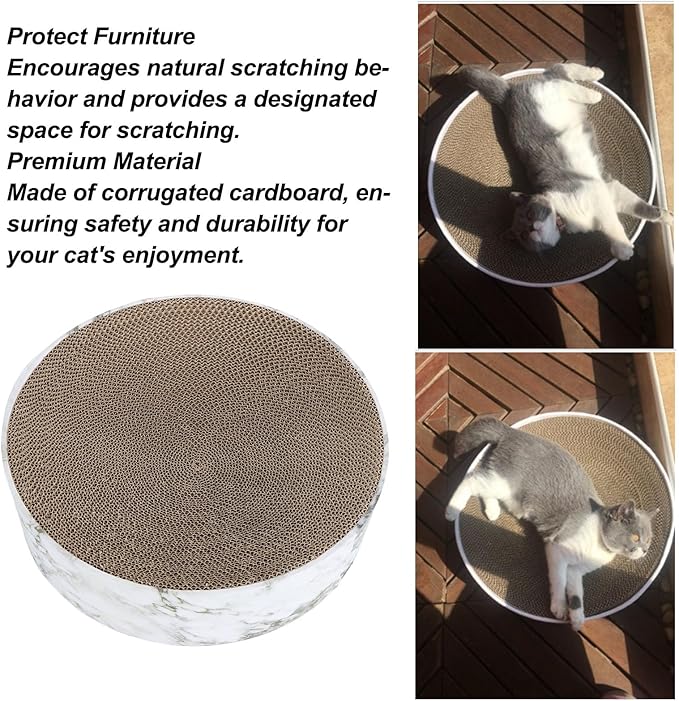 Round Cat Scratcher Bed, Corrugated Paper Furniture Protector, Marbling Bowl Shape, Suitable for Medium Large Cats, Multifunctional Lounge Pad