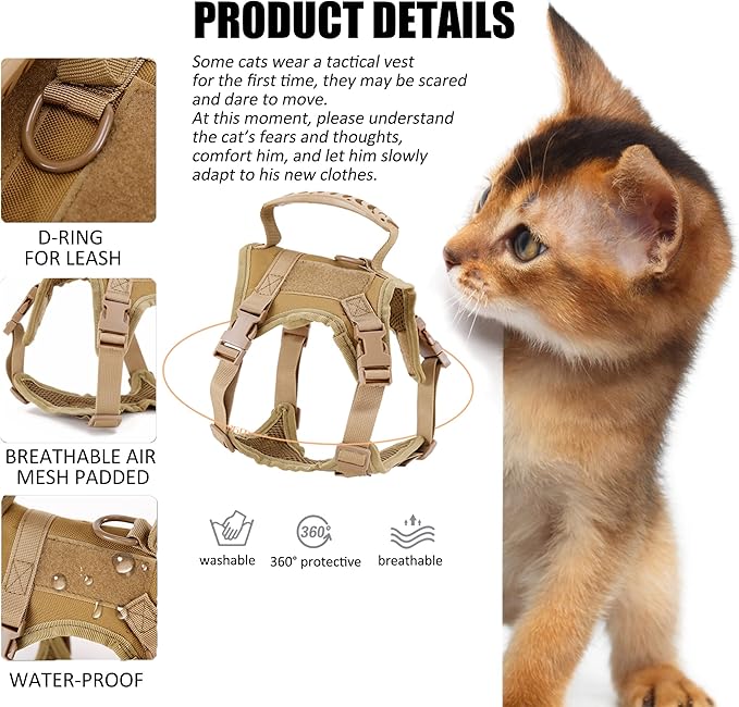 AIWAI Cat Harness and Leash for Walking, Escape Proof Soft Adjustable Vest Harnesses for Cats, Easy Control Breathable Soft Mesh with Control Handle for Large Cat Small Dog, Gift with Patch