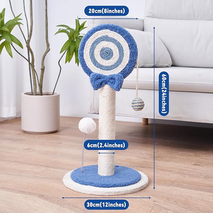 Kitten Kitty Cat Scratching Post Pole Scratcher Cute Sisal Rope Toy Indoor Room Decor Scratch Mini Blue Decorative Accessories Lollipop Hanging Ball