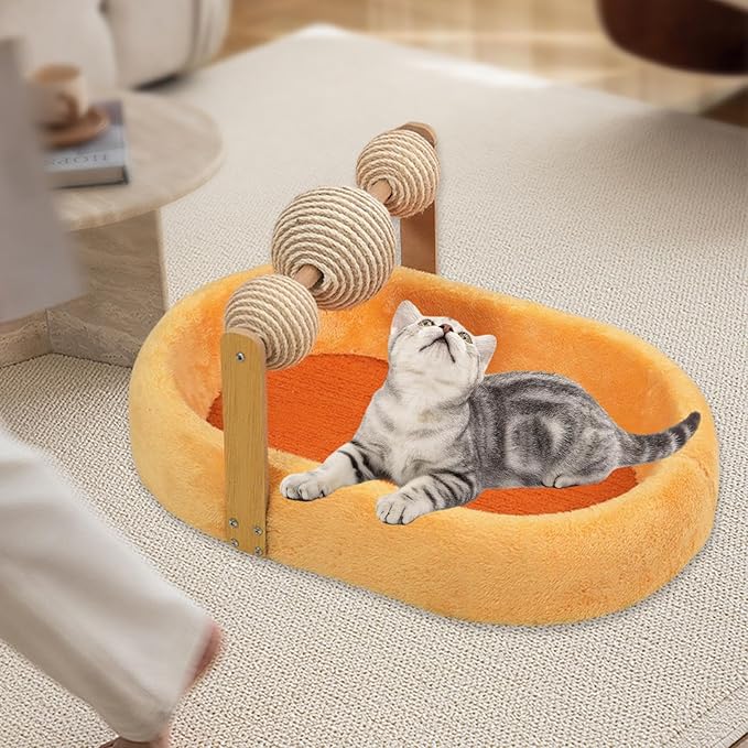 Cat Scratching Board Kitten Bed Furniture Protector Training Toys Exercise Cats Scratcher Bed Cat Scratching Pad for Resting- Orange