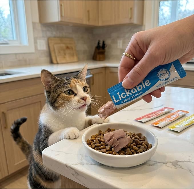 Fieldcrest Farms Lickable Creamy Cat Treats – 50ct Variety Pack – 4 Savory Flavors (Chicken, Tuna, Duck, Salmon) with Taurine – Smooth, Tasty Cat Treat Tubes – Serve by Hand, Dish, or as a Topper