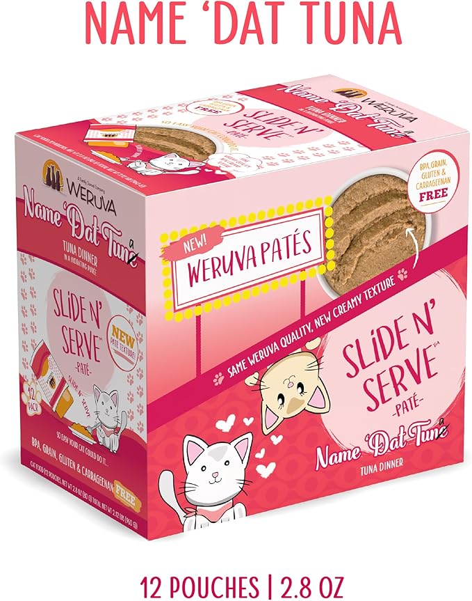 Weruva Wet Cat Food, Name Dat Tuna with Tuna Pate, 2.8oz Slide N Serve Pouch, Pack of 12