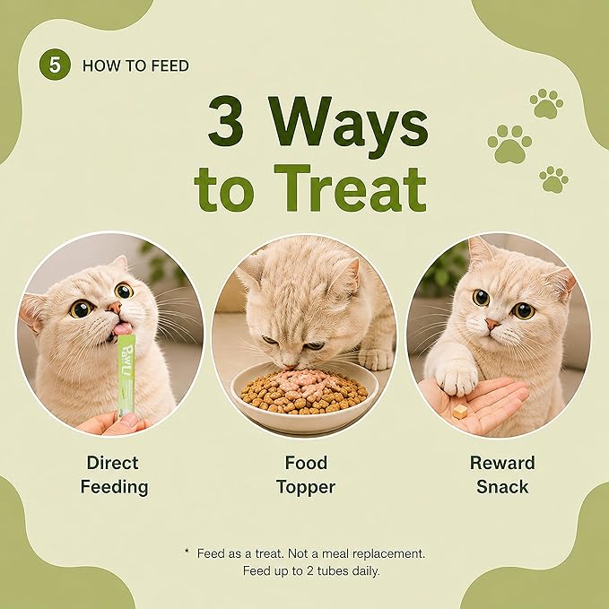 PAWLI Multivitamin Lickable Cat Treats, Squeeze Cat Treats for Daily Nutrition Support, All-in-One Cat Treats with Vitamins & Minerals, Grain-Free, 7 Count (3.5 oz Total)
