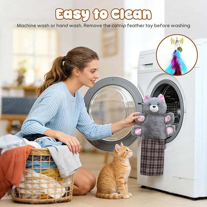 Homrich Cat Wrestling Glove Toy - Interactive Scratch-Resistant Cats Puppet Wrestler with Catnip, Thickened Sleeve for Pet Safe Fun Play