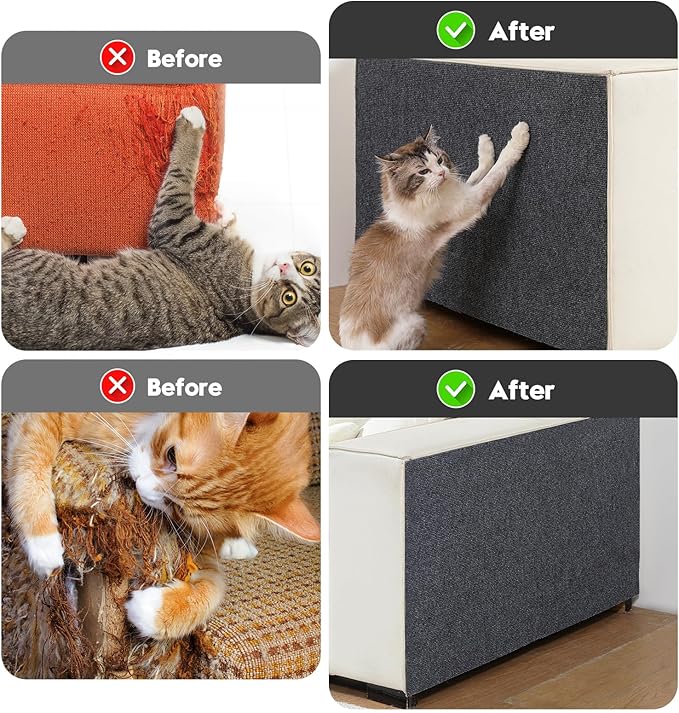 Couch Cat Scratch Protector 78.7"x15.8" – Adhesive Cat Scratch Pad, Cuttable Furniture Protector for Sofa Arms, Sides, Chair Backs & Bed Edges,Dark Gray