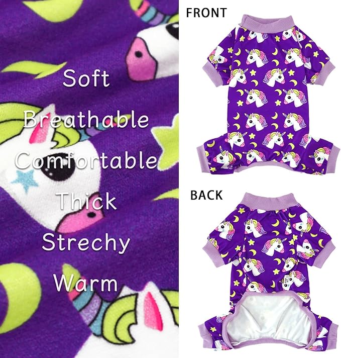 XPUDAC Dog Pajamas for Small Medium Dogs, Strechy Soft Dog Clothes for Dogs Girl Boy Pet Jumpsuit, Cat Onesie-L