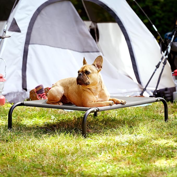 FurHaven Elevated Pet Cots - Cooling & Breathable Nylon Mesh Hammock for Small Dogs & Cats/Easy-to-Assemble/Durable and Reinforced/Perfect for Rest & Relaxation Outdoors - Graphite Gray, Small