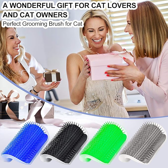 Cat Self Groomer Arch 4PCS Self Cleaning Slicker Brush Upgraded Cat Brushes Wall Corner for Shedding Grooming, Softer Massager Comb Interactive Toy for Short Long Haired Cats Fur Pets Dog Kitten Puppy