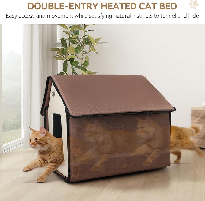 Blue Cat Litter Box Set, Small Cat Kitten Starter Kit with Litter Scoop, Cat Bowl, Kittens Toy; Heated Cat House Indoor, Cats Home with Heated Pad, Cat Houses & Condos, Heater Cat Bed