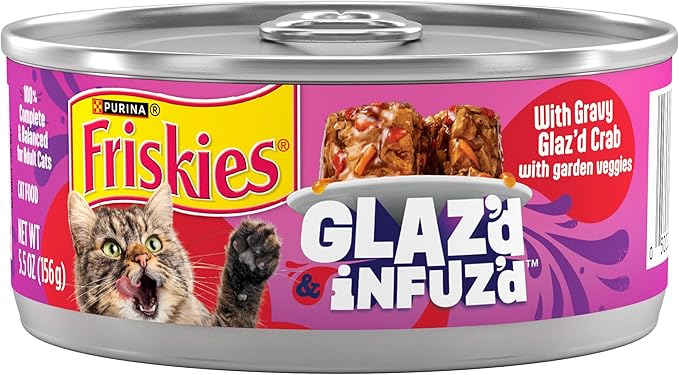 Purina Friskies Glaz’d and Infuz’d with Gravy Glaz’d Crab Flavored Wet Food for Cats - 5.5 Ounce (Pack of 24)