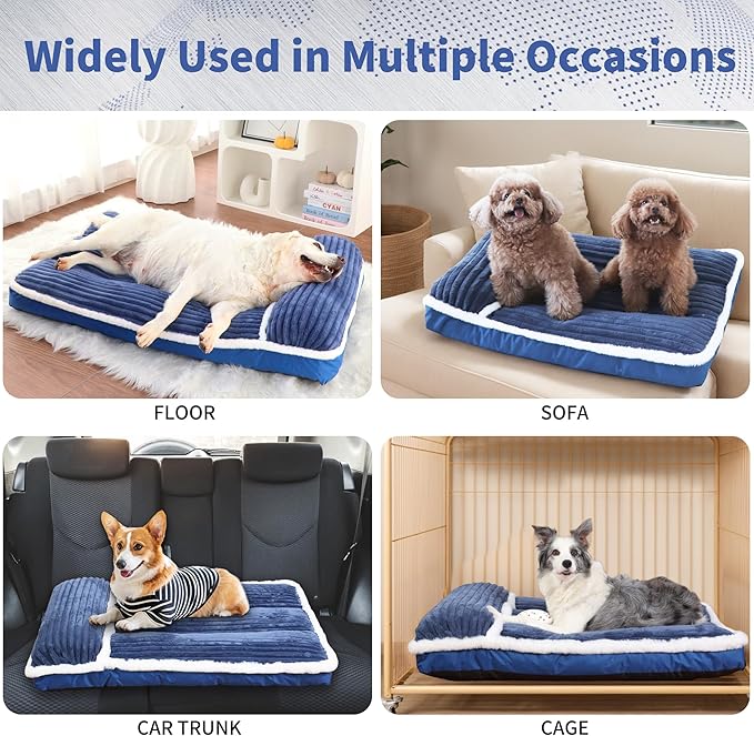 KHONSU PET Dog Couch Sofa Bed with Pillow – Orthopedic Memory Foam Dog Bed for Indoor Use Removable Washable Cover, Supportive Puppy Couch, Blue, L