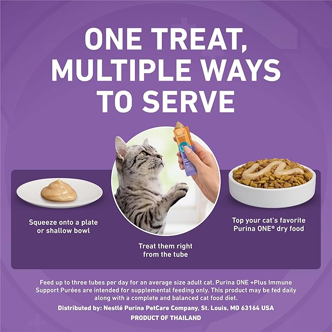 Purina ONE Plus Immune Support Purees with Real Chicken Lickable Cat Treats - 1.4 oz (Pack of 4)