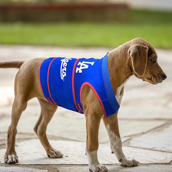 MLB Los Angeles Dodgers Dog Anxiety Shirt Calming Soothing Vest for Dogs Cats with Anxiety, Fears, Fireworks, Loud Noises, Dark, Lonely Keeps Dogs Calm & Feeling Safe, Relaxing Jacket, Large