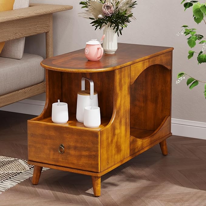 2-Set Pet Litter Box Enclosure, Hidden Litter Box Furniture with Storage Shelf, Indoor Cat House with 1 Drawer, Wooden Cat Washroom Modern Console, Pet Storage Cabinet