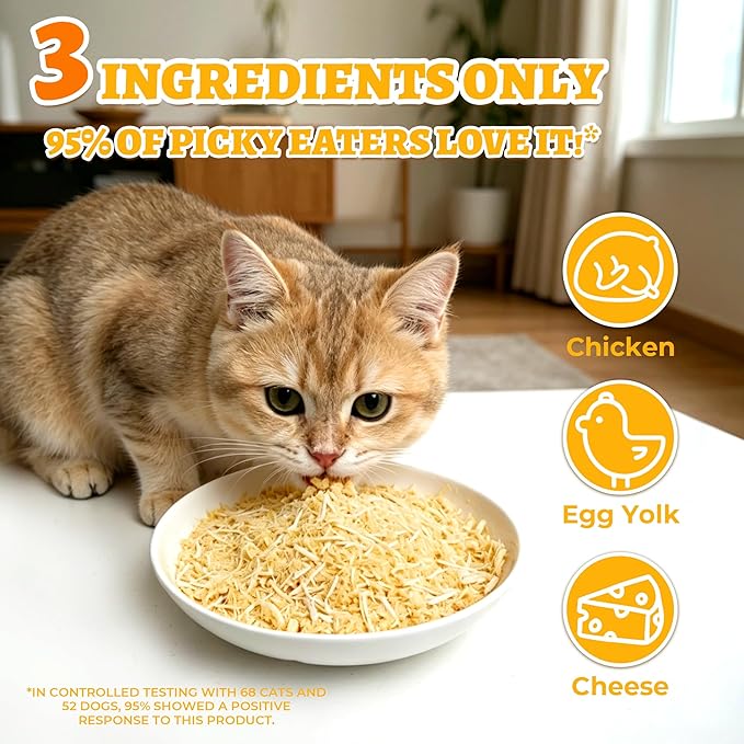 Wellix Dog & Cat Food Topper - Freeze Dried Cheese with Chicken and Egg Yolk, High-Protein Cheese Dog Treats for Digestive Health & Calcium Support - Healthy Cat Treats for Indoor Cats 7.05 oz